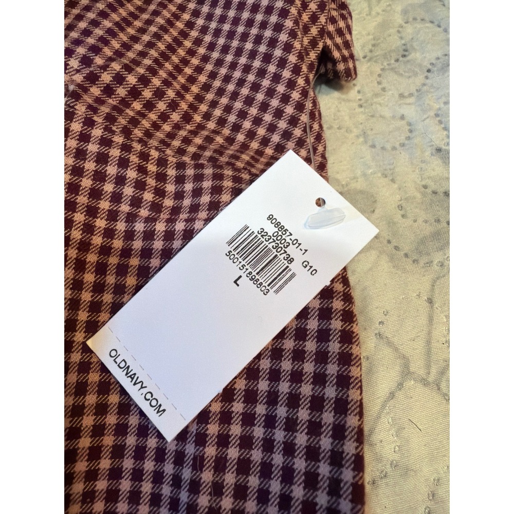 Old Navy Womens Sleeveless A-Line Mini Dress Burgundy Gingham V-Neck Large NEW - Picture 12 of 14